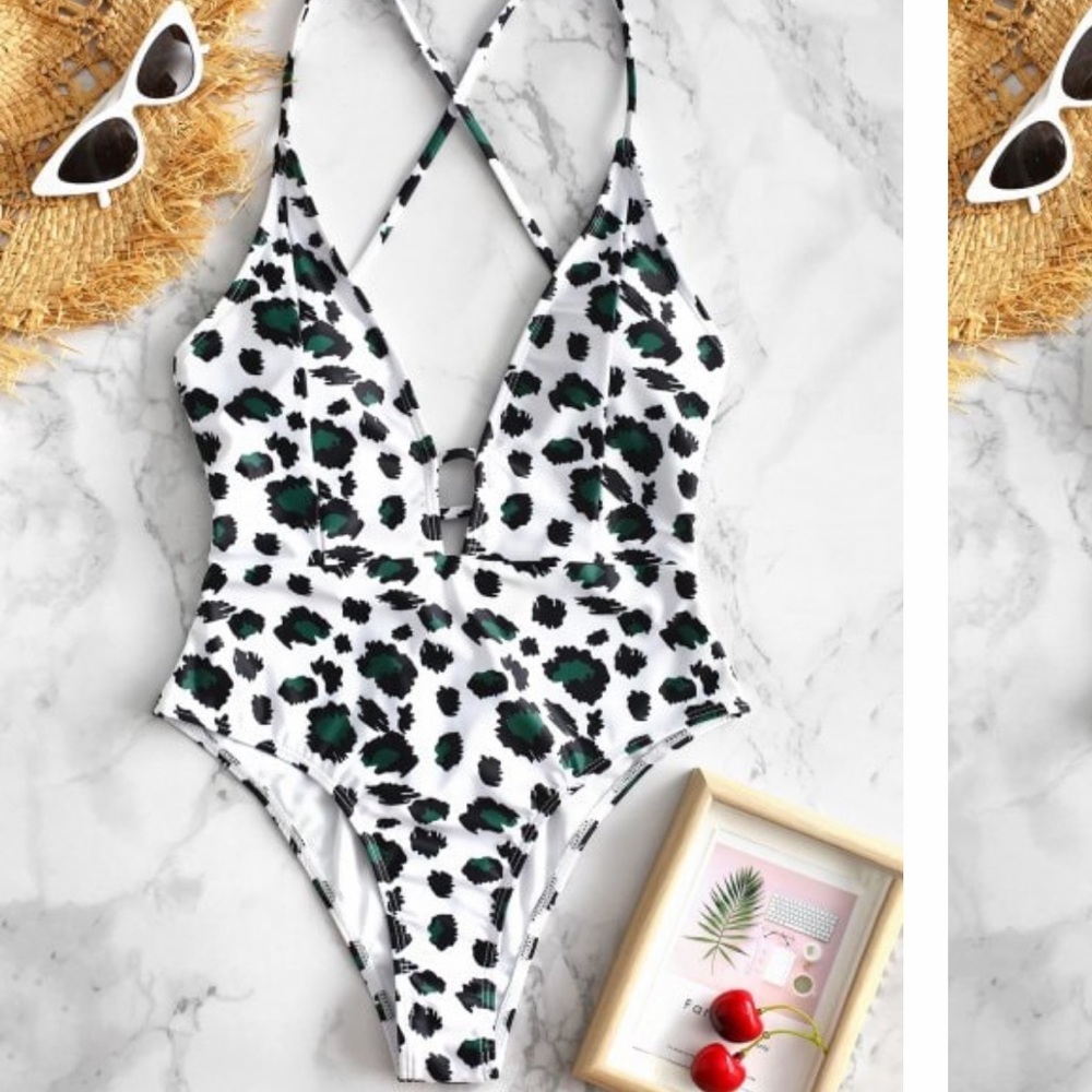 One piece animal print swim suit